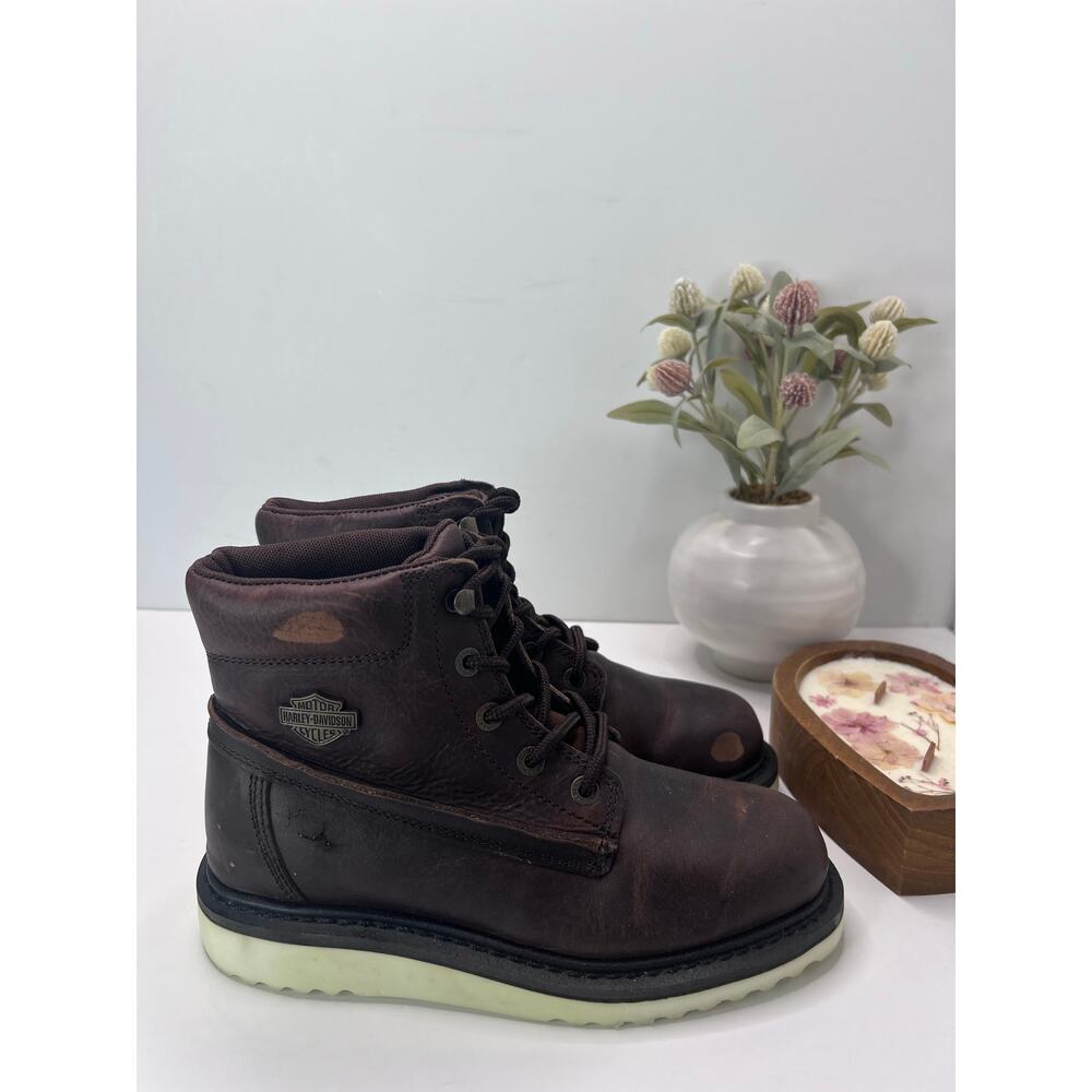 Harley Davidson Marconi Motorcycle Riding Boot Round Toe Brown Women 8.5M